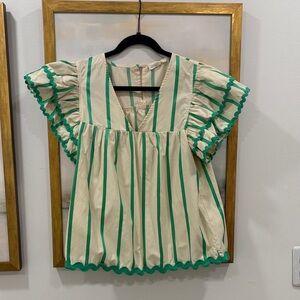 ENTRO small green poplin blouse